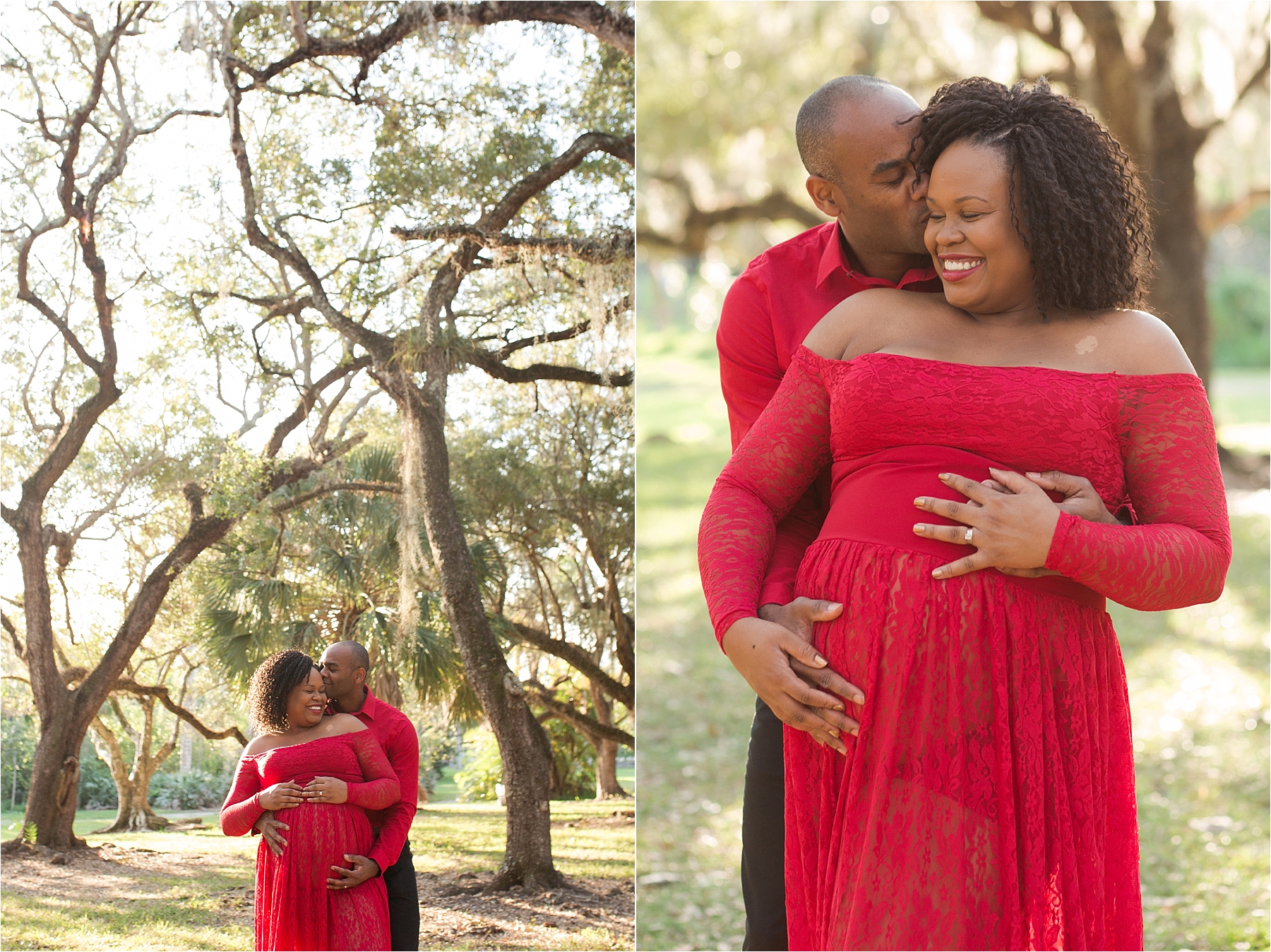 red dress maternity photos
