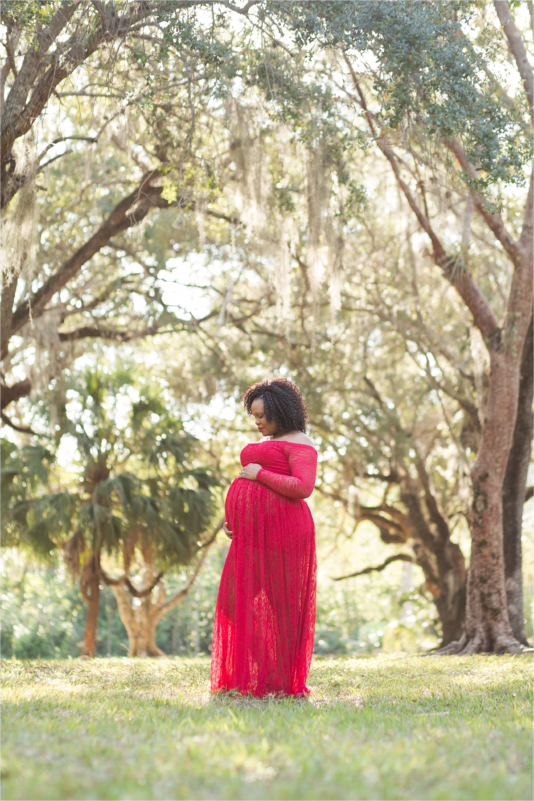 red dress maternity photos